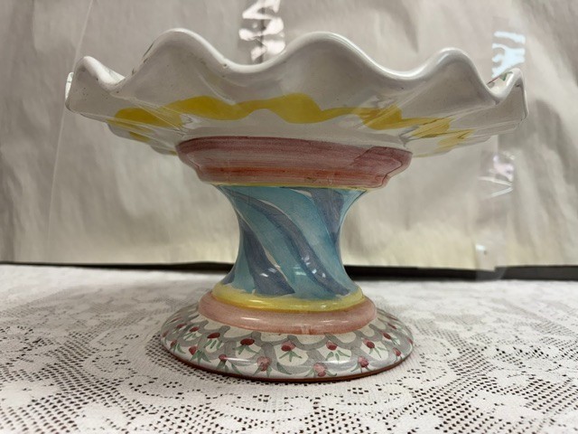 Mackenzie Childs -Stoke Gabriel – Fluted Ruffled Pedestal Cake Stand