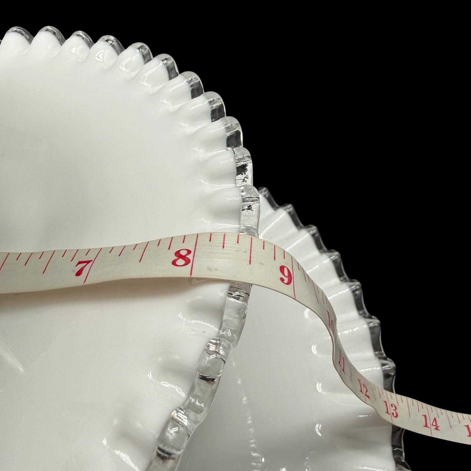 Fenton Silver Crest Three Tier Ruffled Milk Glass Tidbit Serving Tray Party Vtg