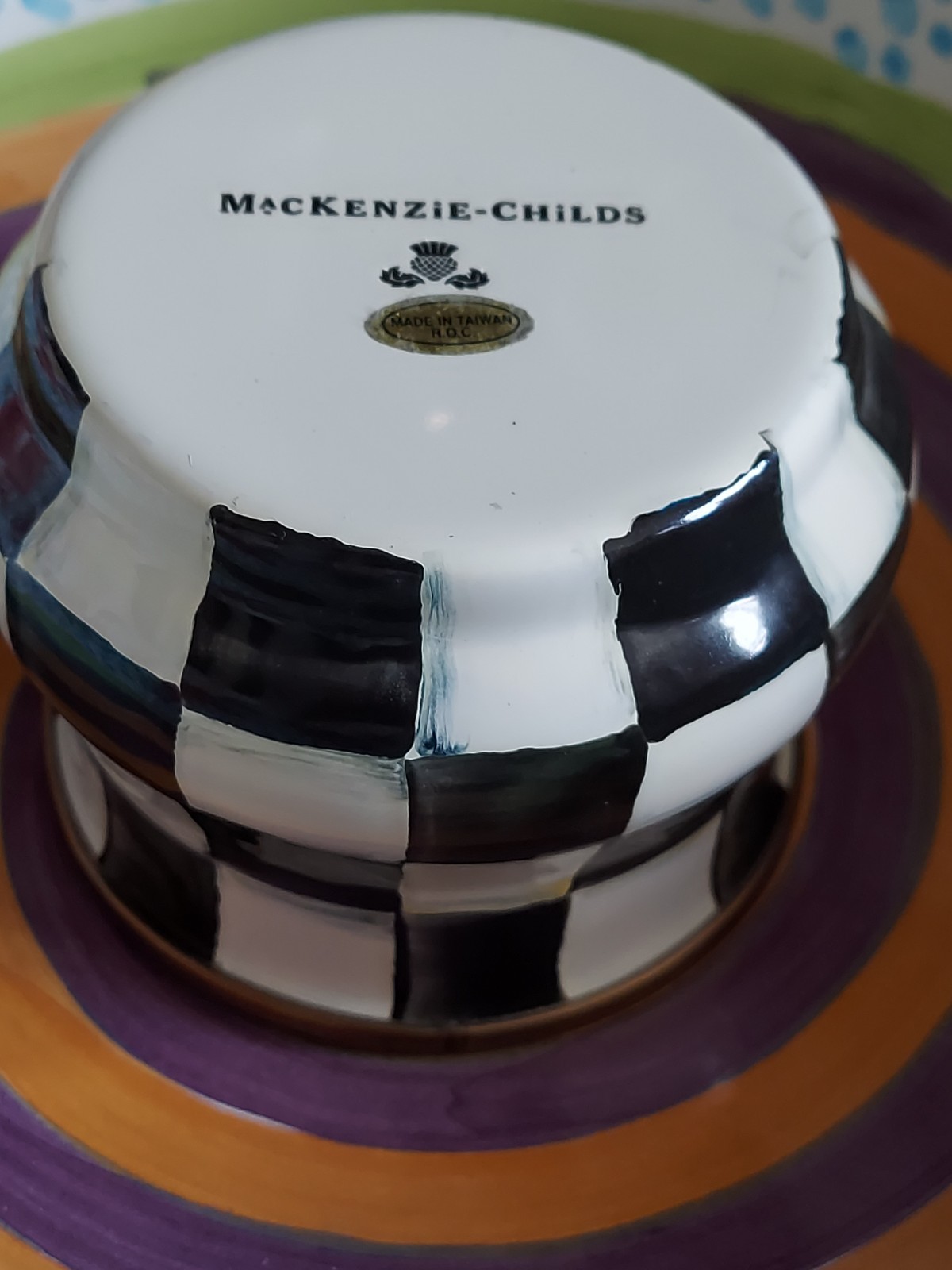 MacKenzie-Childs Courtly Check Sugar Bowl & Lid