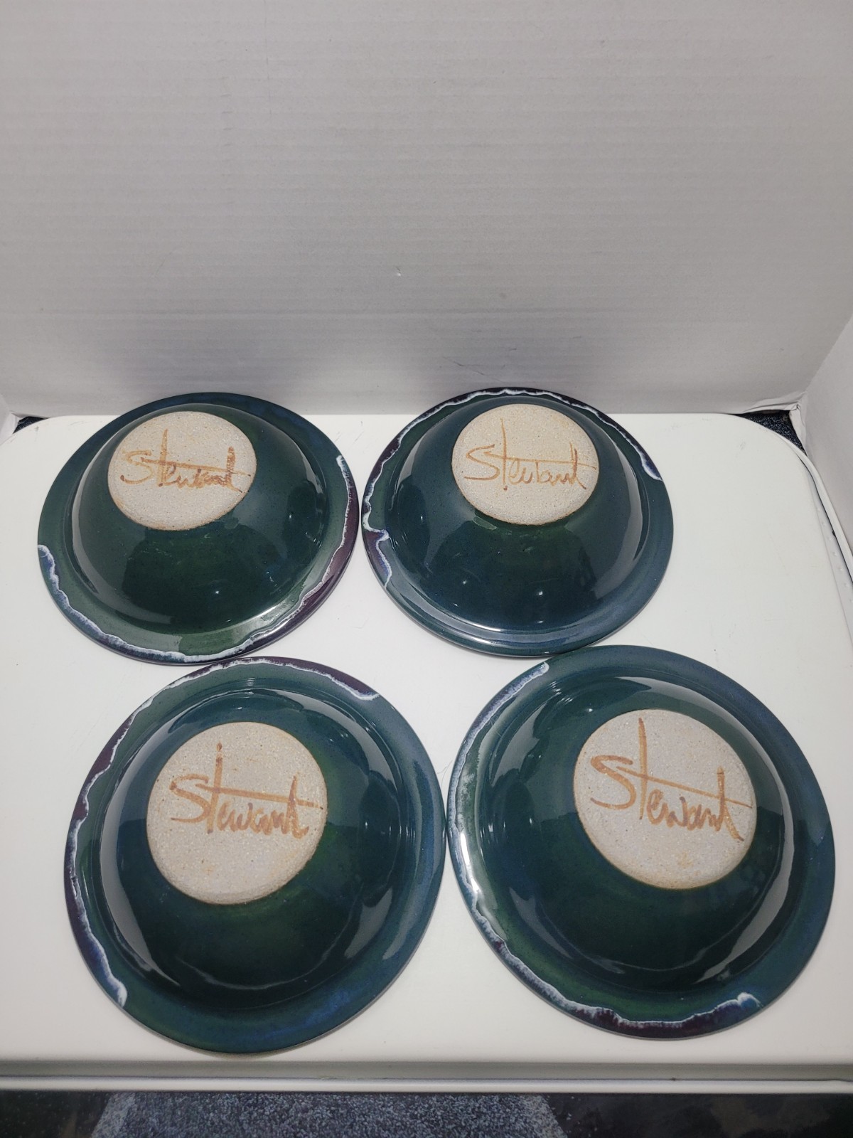 Set Of 4 Studio Pottery 7″ Bowls by Renowned Artist Bill Stewart North Carolina