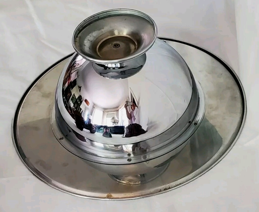 Vtg 30’s Hazel Atlas Purple Amethyst Punch Bowl Chrome Art Deco Moderntone Cups