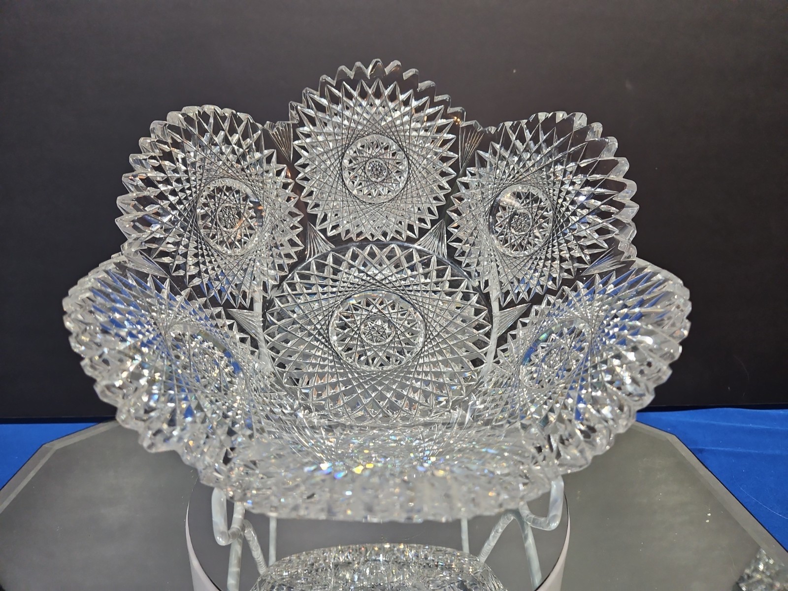 Extra Thick Bowl c.1900 American Brilliant Period Cut Glass Crystal Krantz Smith