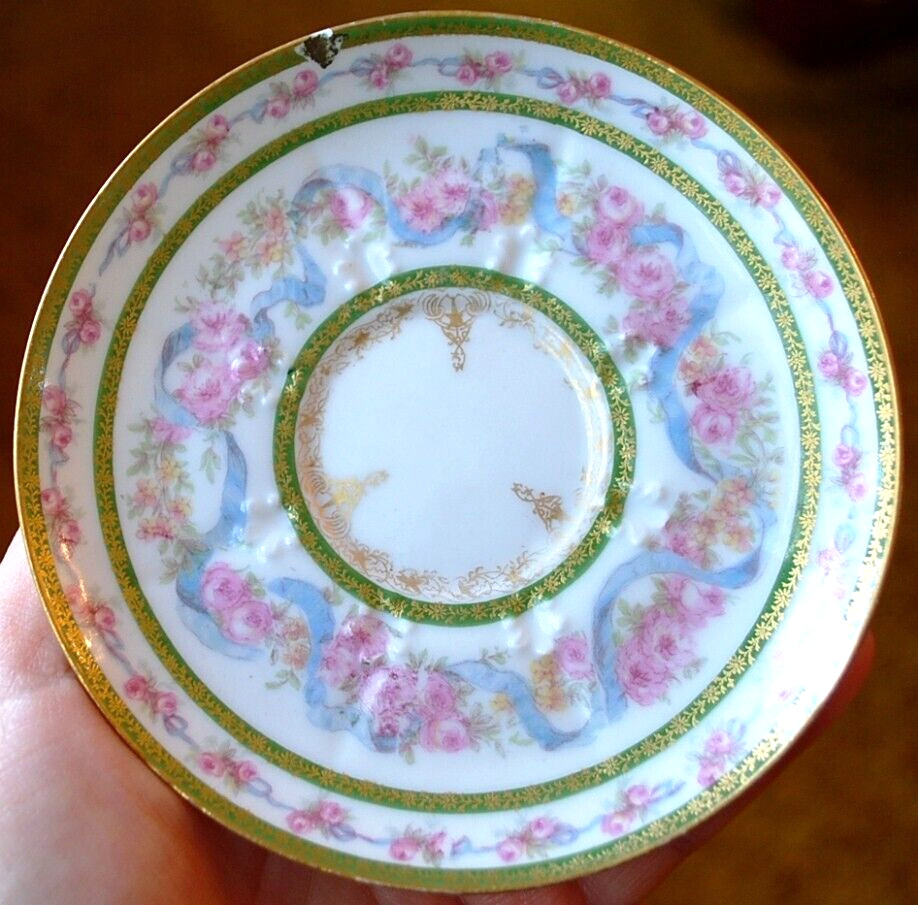 HAVILAND LIMOGES Antique Set CHARLES FIELD Chocolate Pot/ 2 Cups 1 Saucer FRANCE