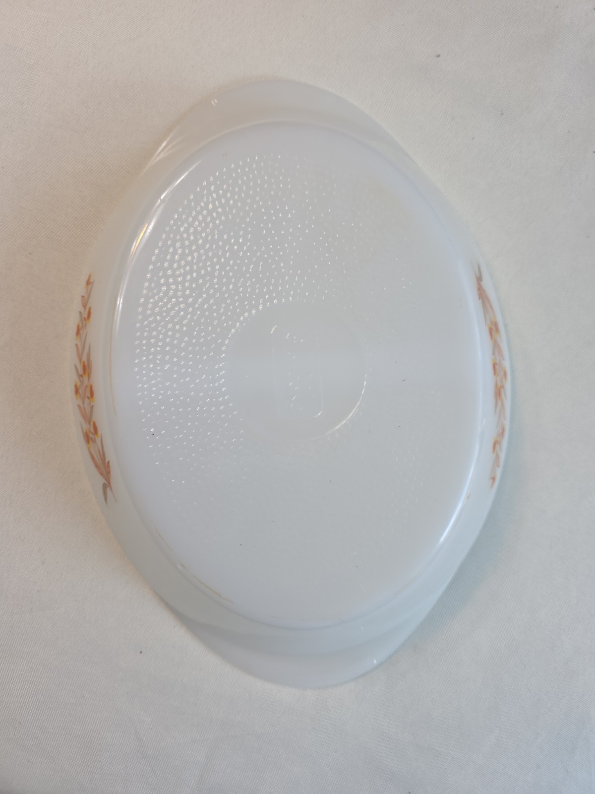 White GLASBAKE Milk Glass Oval Divided Bake Serving Dish J-2352 Measures 8.5×12