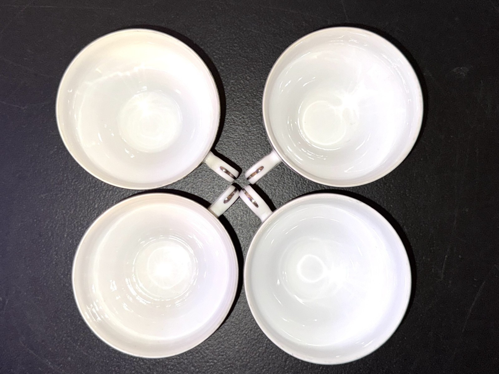 VINTAGE 8 pc NORLEANS THERESA JAPAN 4 CUPS 4 SAUCERS FINE CHINA PLATINUM 1964-