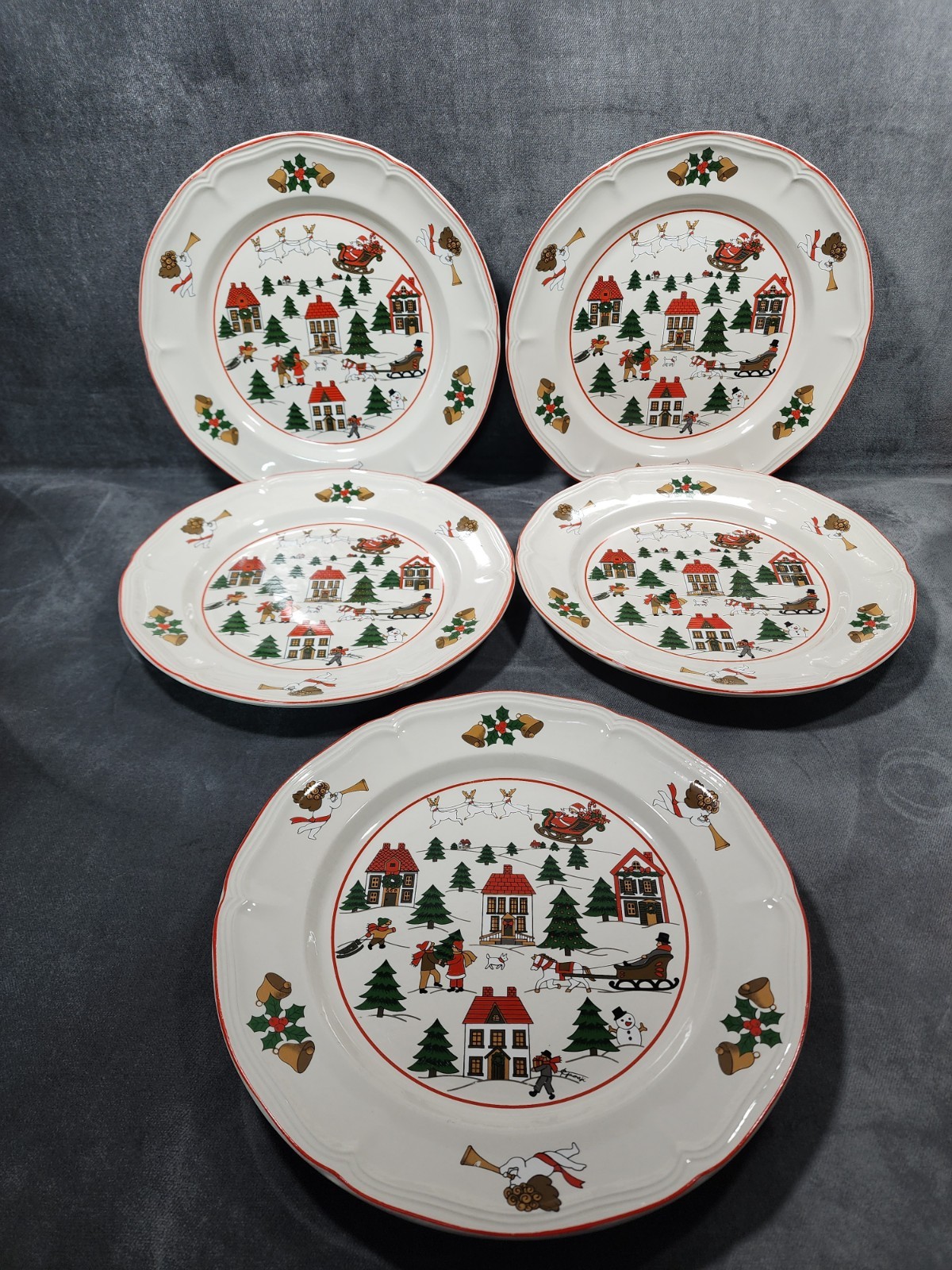 Vtg Jamestown China Action THE JOY OF CHRISTMAS Dinner Plates/Bowls/Cups/15 pcs