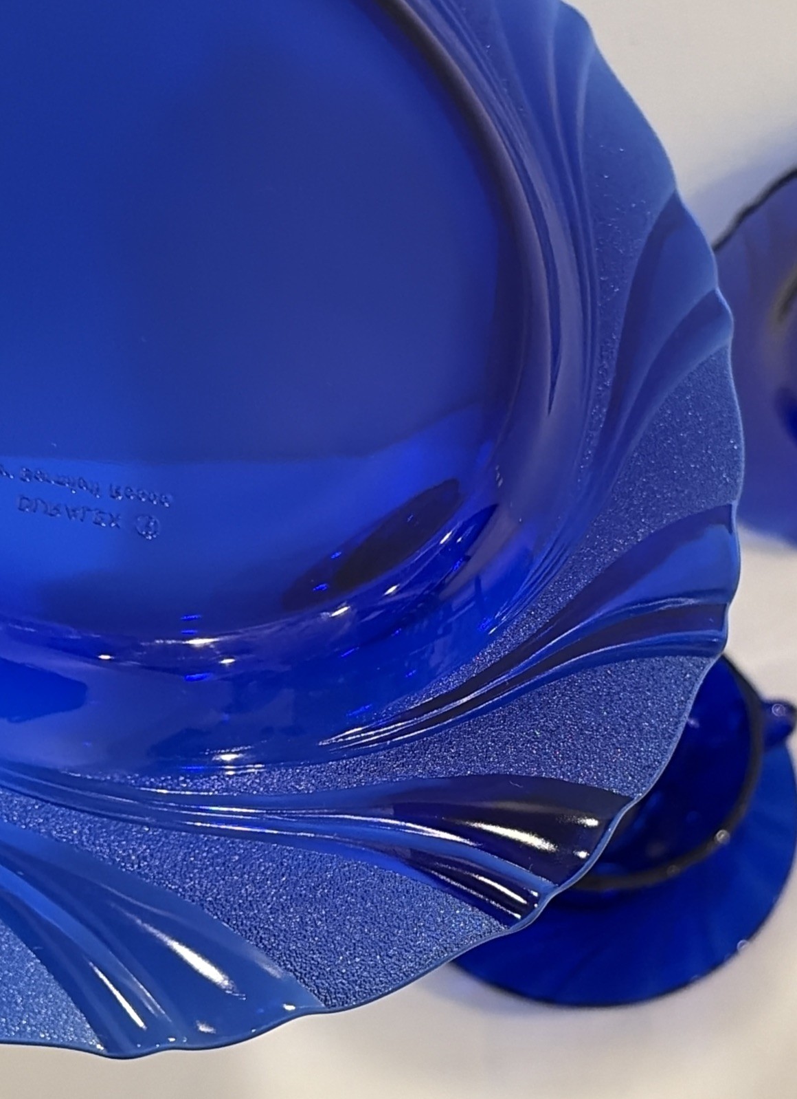 Vintage 4 Piece Place Setting Rivage Cobalt Blue by Duralex Swirl Design France