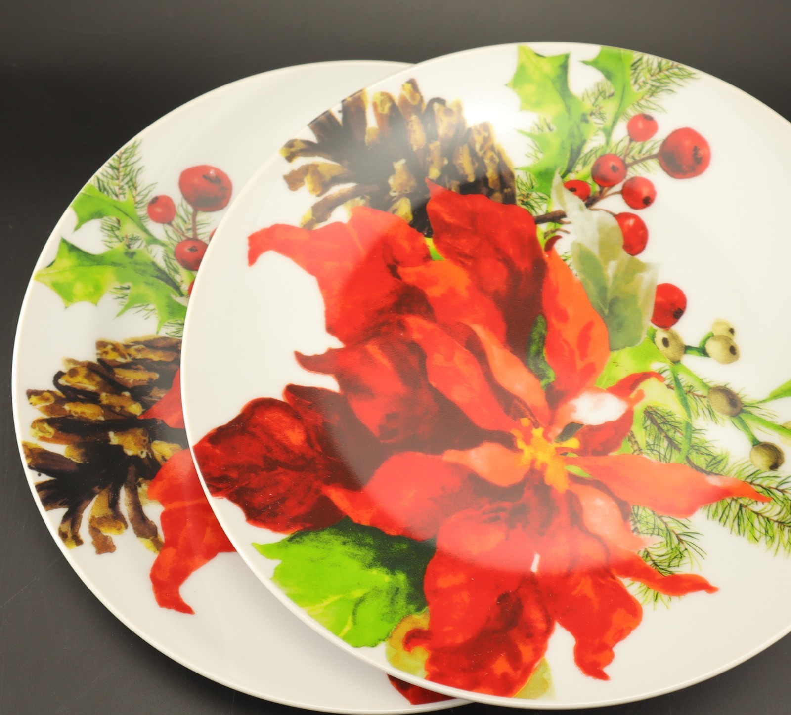 Fitz & Floyd Holiday Home Collection SALAD PLATE 7.5″ Set of 2 Poinsettia