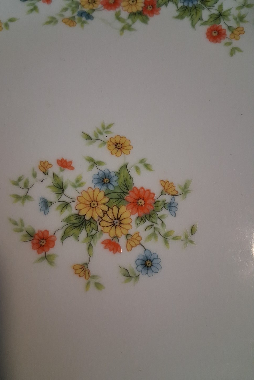 Vintage Lefton Summer Flowers Oval Platter Pattern #1905 Hand Painted Gold Trim