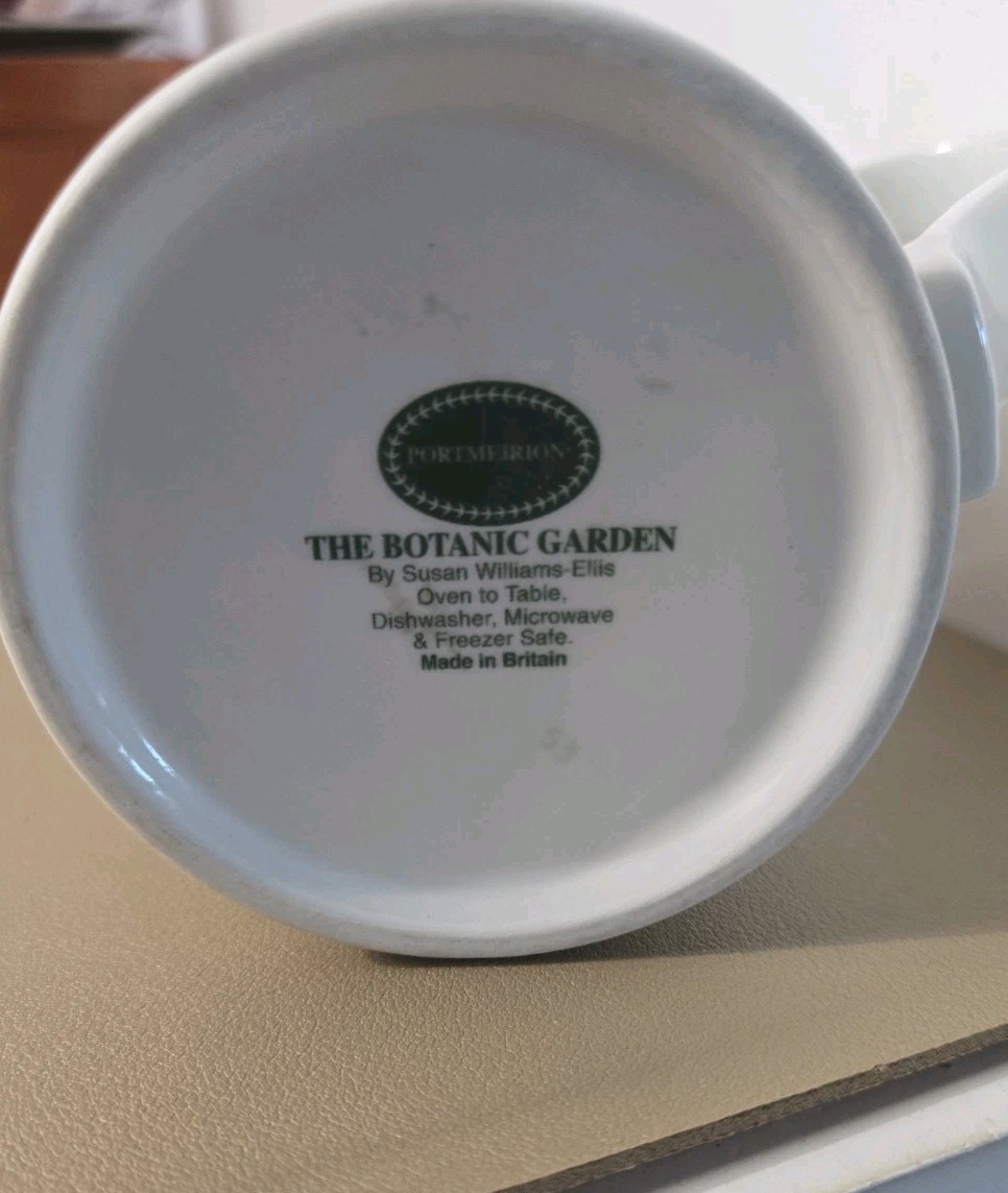 VTG Portmeirion Botanic Garden Drum Mugs (2) Rhododendron & Veronica Speedwell