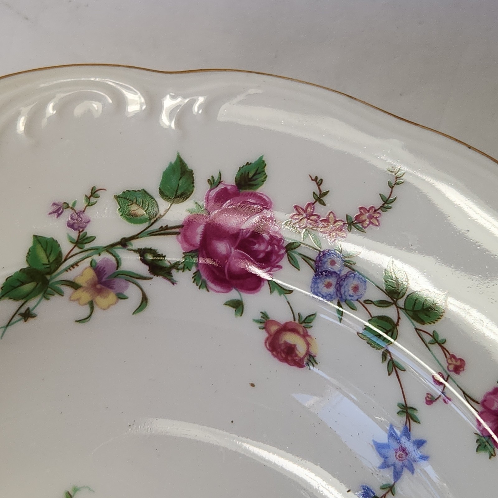 2 Rimmed Soup Bowl Floral Vintage Wawel China, ROSE GARDEN Made In Poland 8 1/8″