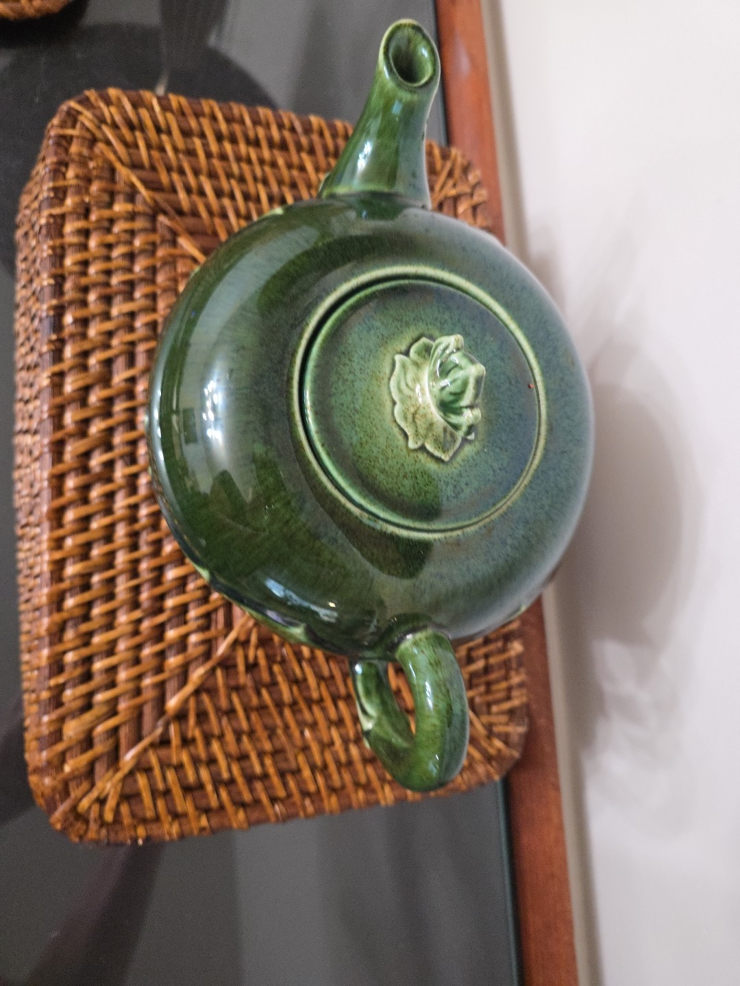 Steubenville Woodfield China Teapot Dark Green Leaves