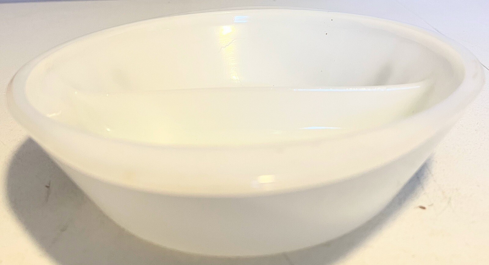Vintage Glasbake Divided Dish~White w Green Flowers~Daisy~J-2352-Milk Glass