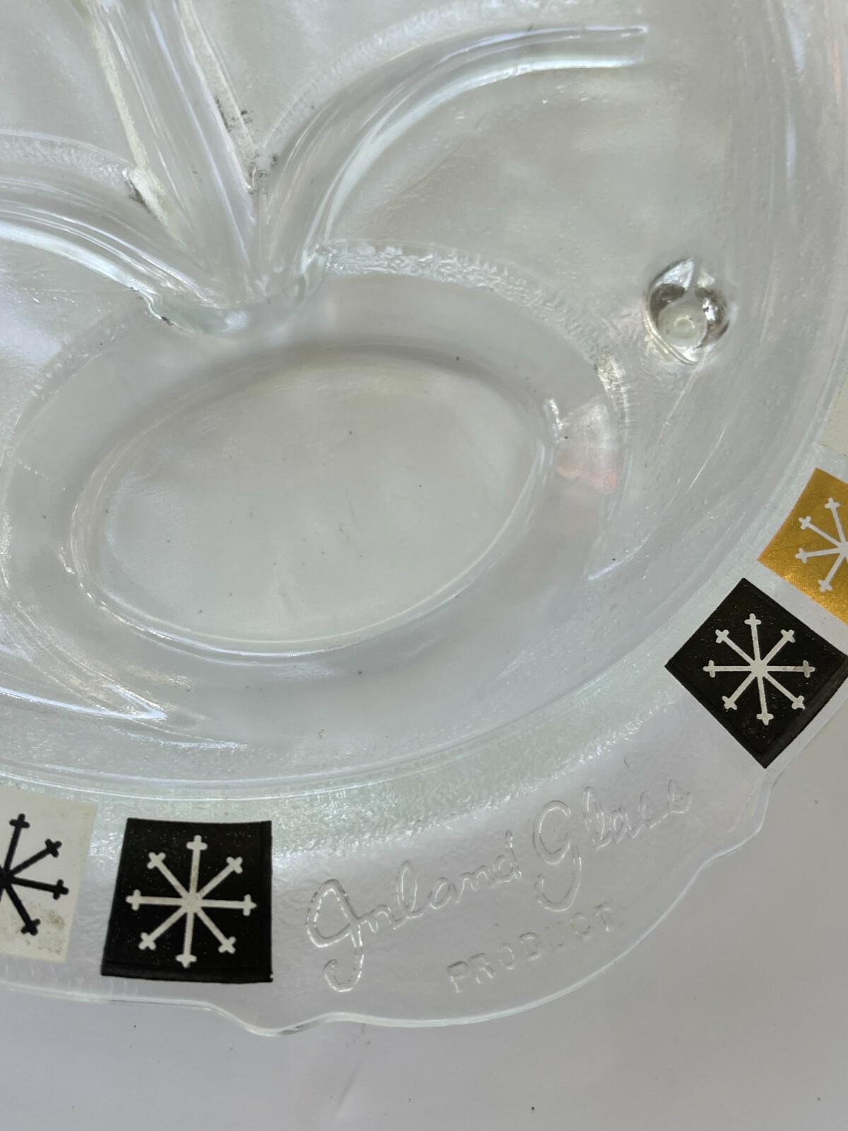 Mid-Century Inland Glass Garland Carving Tray Meat Platter Plate Atomic MCM