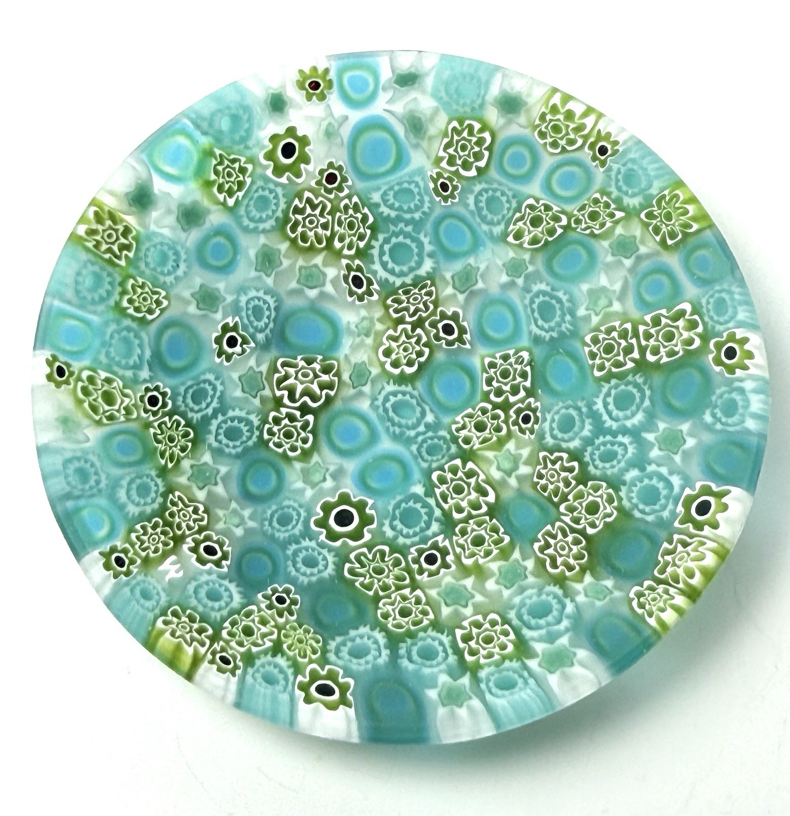 ERCOLE MORETTI Murano Millefiori Art Glass Dish Blue Green Plate Bowl Box COA