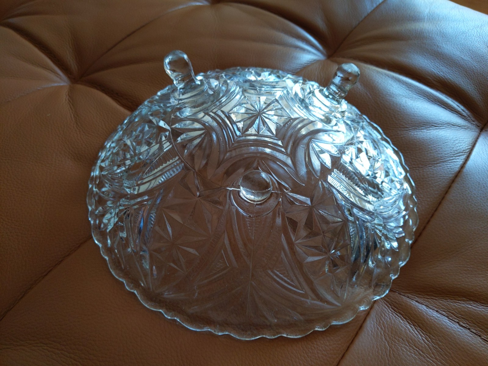 Vintage Anchor Hocking Serving Bowl Clear Pressed Glass 3 Footed 9in Dish 1960