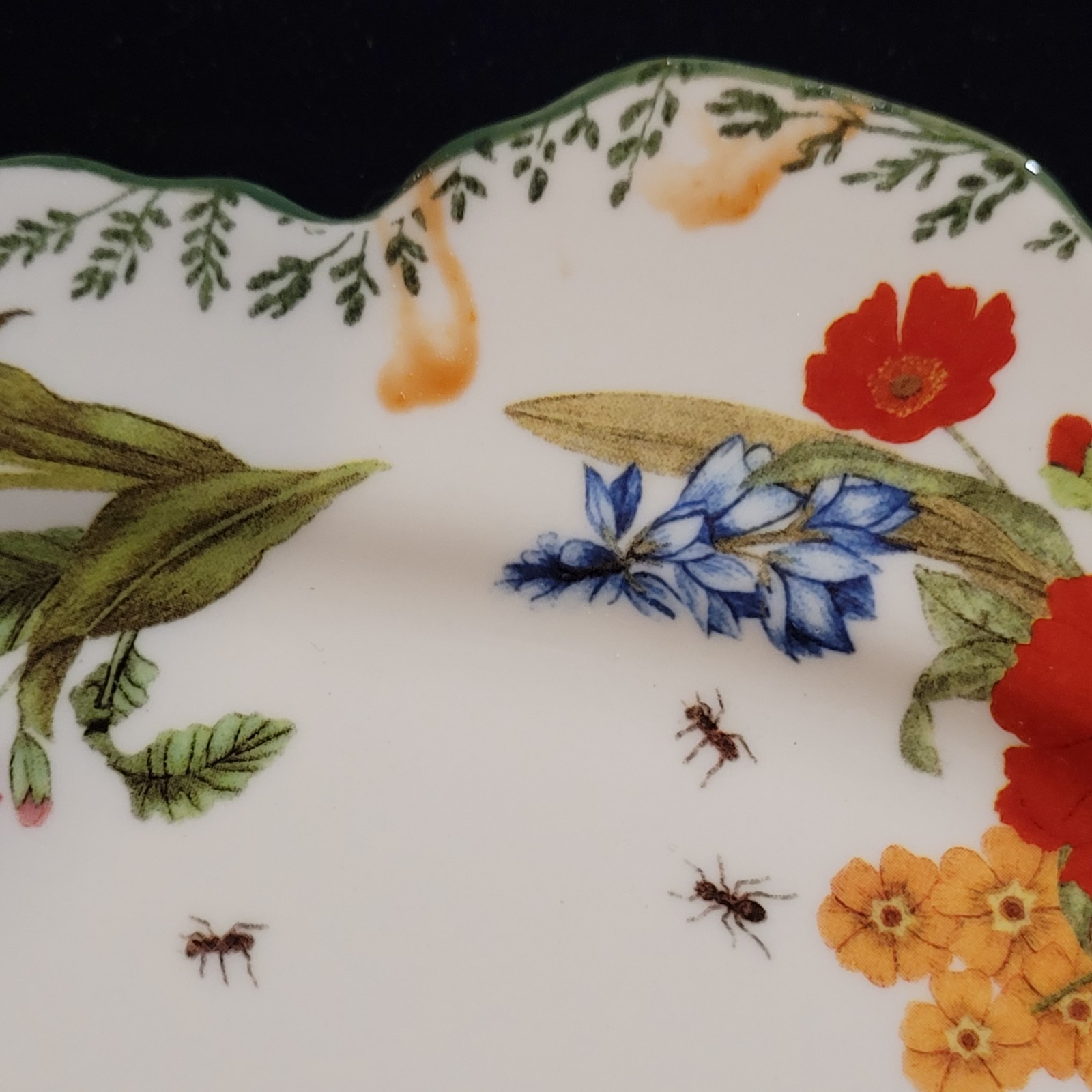 Anthropologie Eden Stoneware Platter – Floral and Insects – Ants, Firefly, Bee..