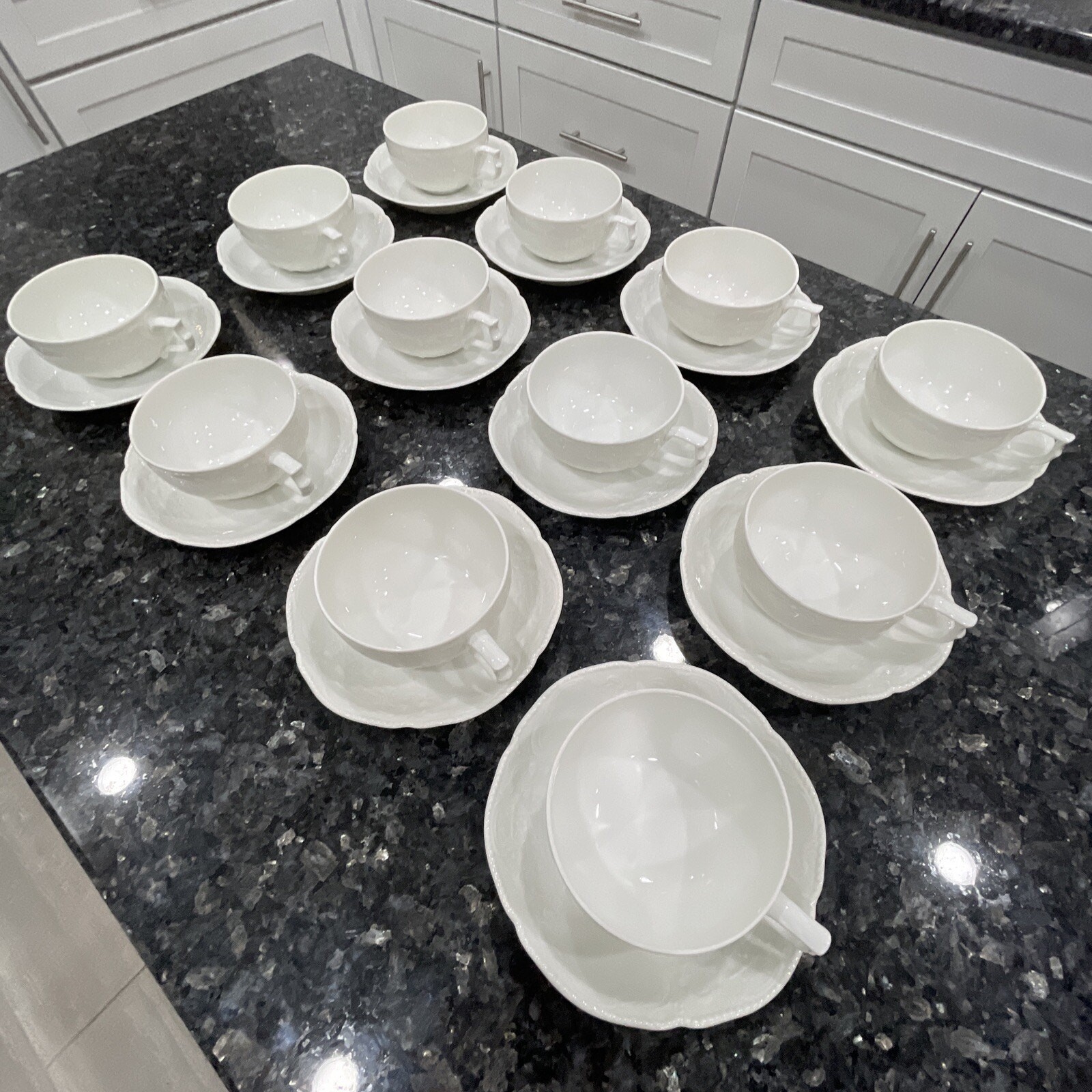 Germany Rosenthal Sanssouci Continental White China Flat Low Cup & Saucer Set