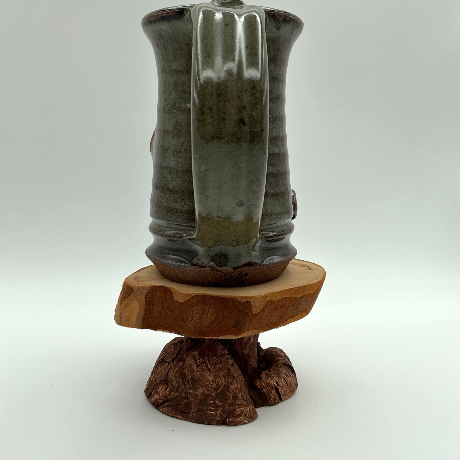 Vtg Ugly Funny 3D Face Mug MMS Mahon Stoneware Pottery Mustache Man Handmade USA