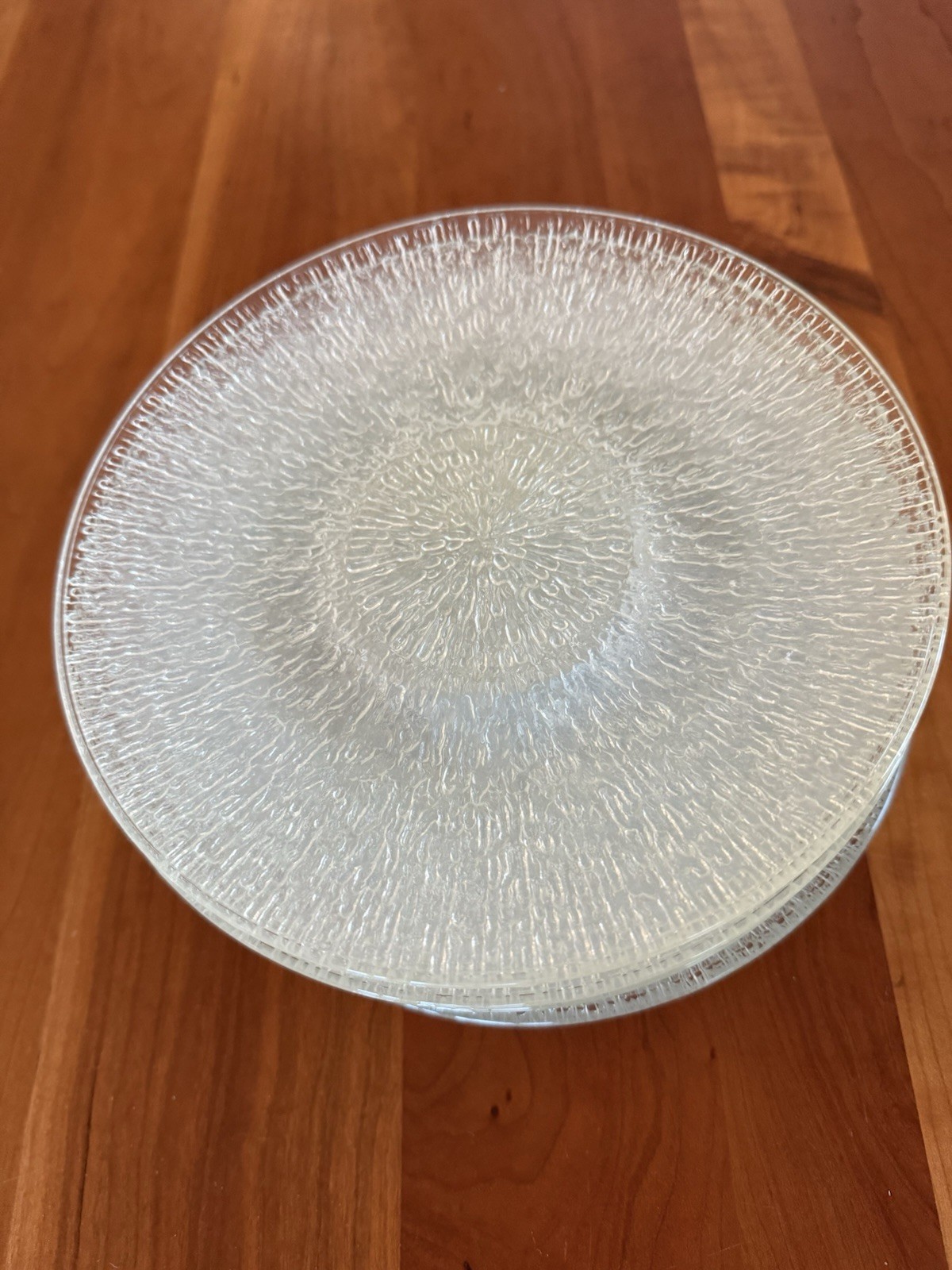 Set 8 Scandinavian Mid-Century Ice Glass Plates, 7.5″