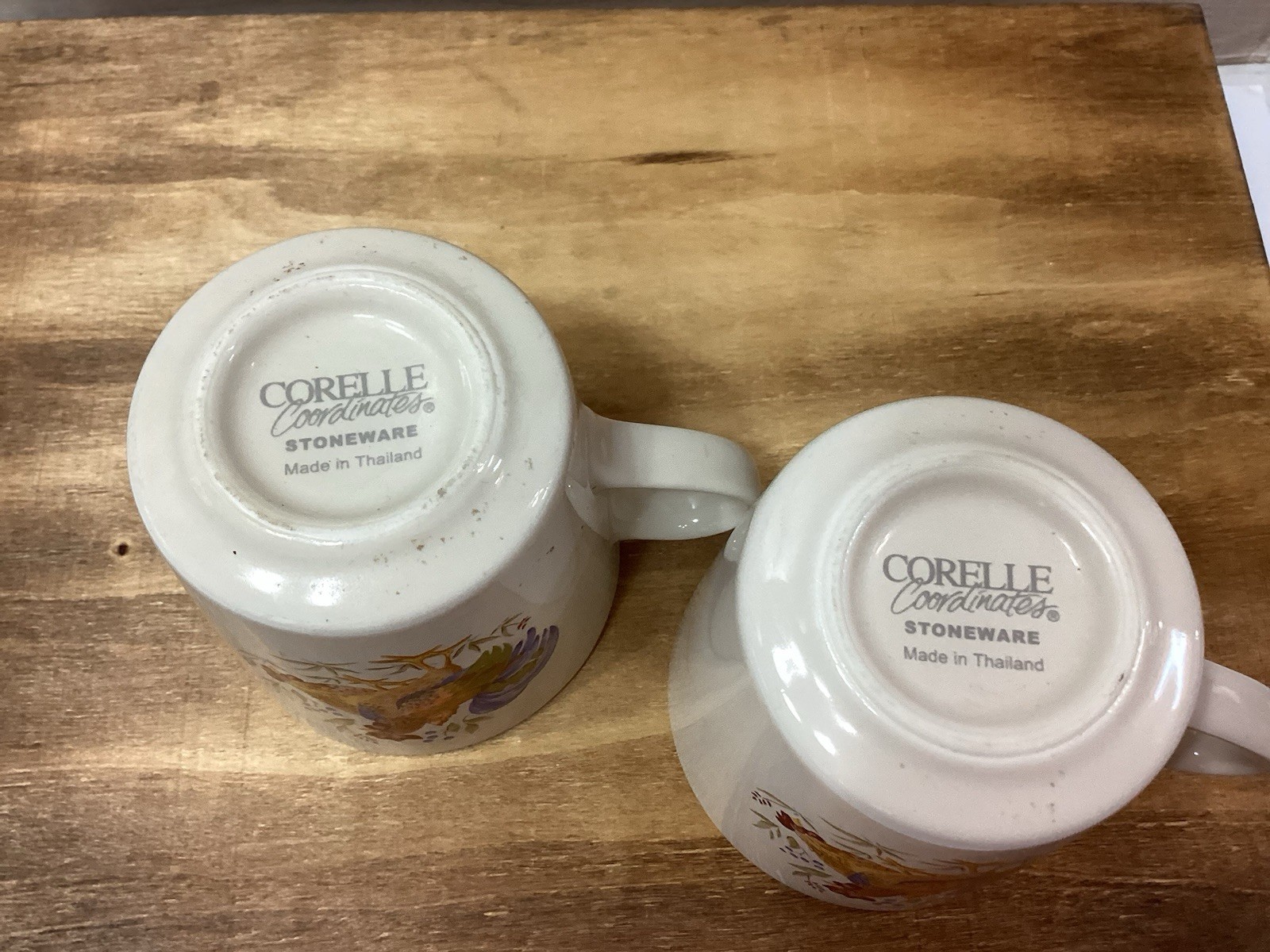 Corelle Coordinates Country Morning Roosters Flat Coffee Cup or Mug Set of 2