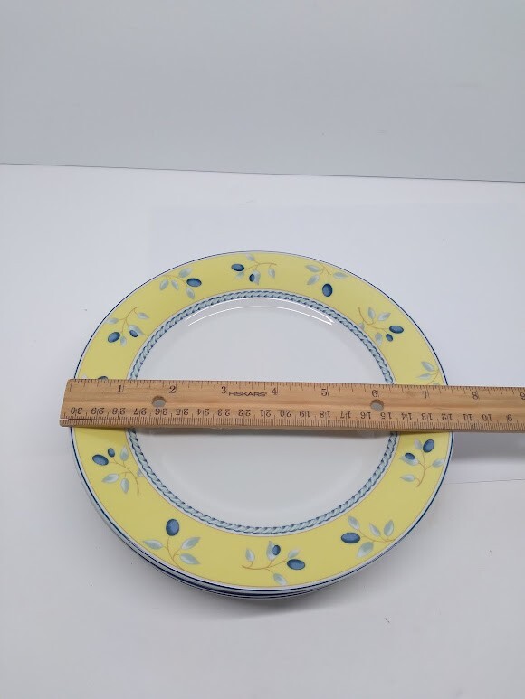 5X Royal Doulton BLUEBERRY Salas Plate 2005 Yellow & Cobalt Blue Set of Five