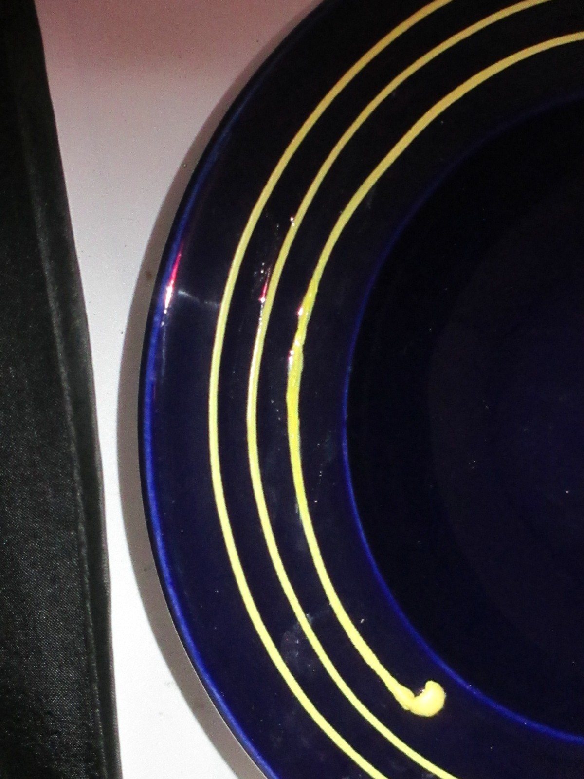 Haeger Ceramic Cobalt Blue and Yellow Pedestal Compote Candy Dish-Gorgeous