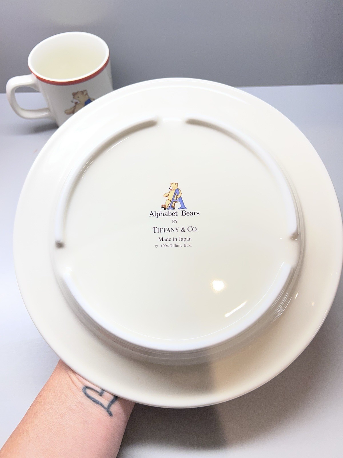 Vintage Tiffany & Co Alphabet Bears Divided Plate & Cup 1994 Mint