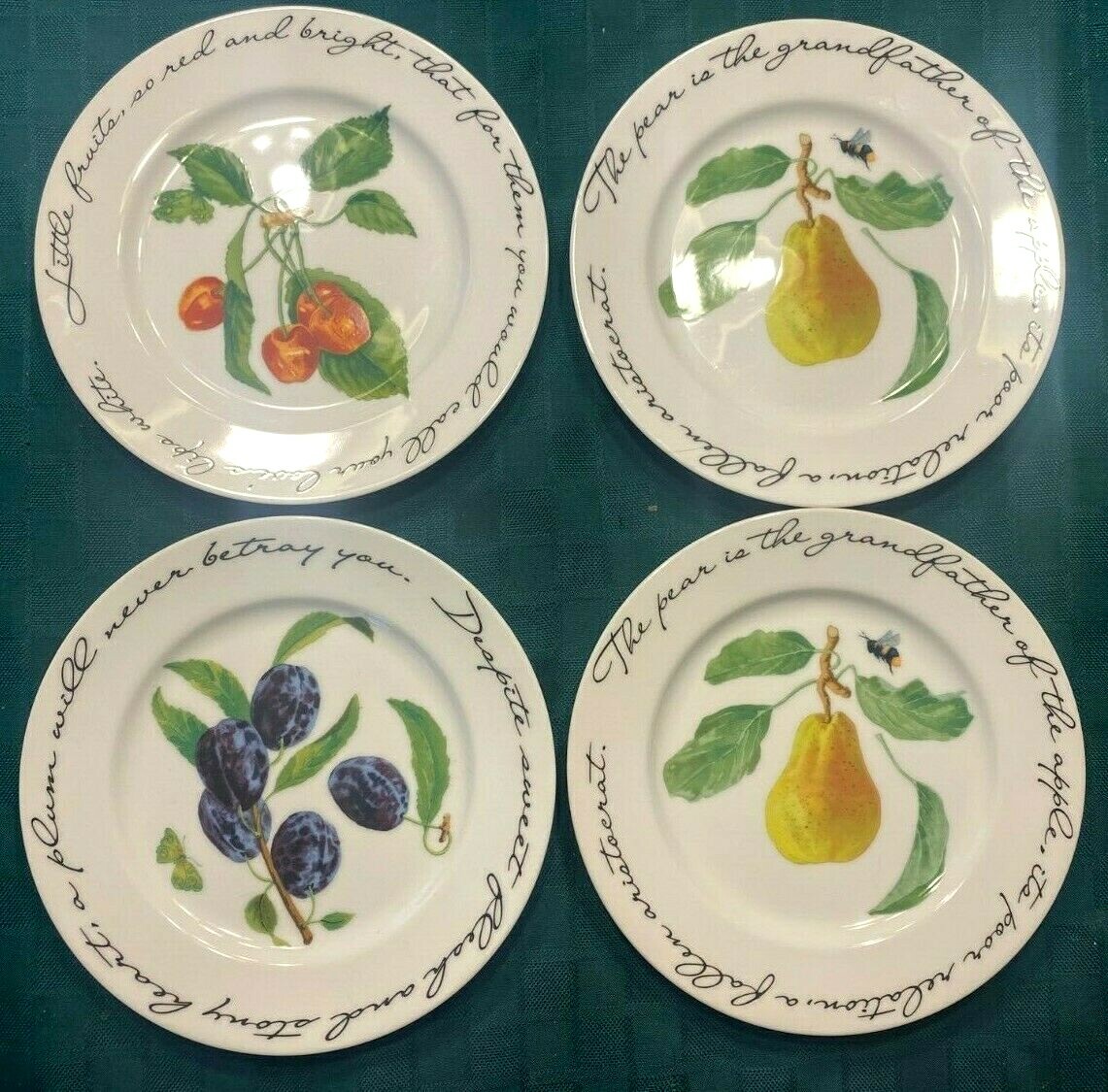 Set of 4 William Sonoma Orchard Suite Salad Plates 7 ¾” EUC Cherry Pear Plum