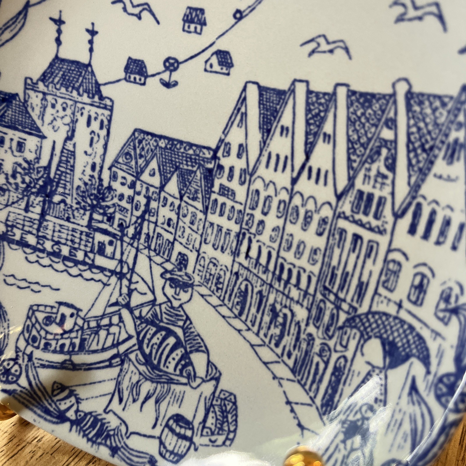 Stavangerflint Norway Fisherman Wharf Plate Kari Nyquist Norwegian Ceramics 5 in