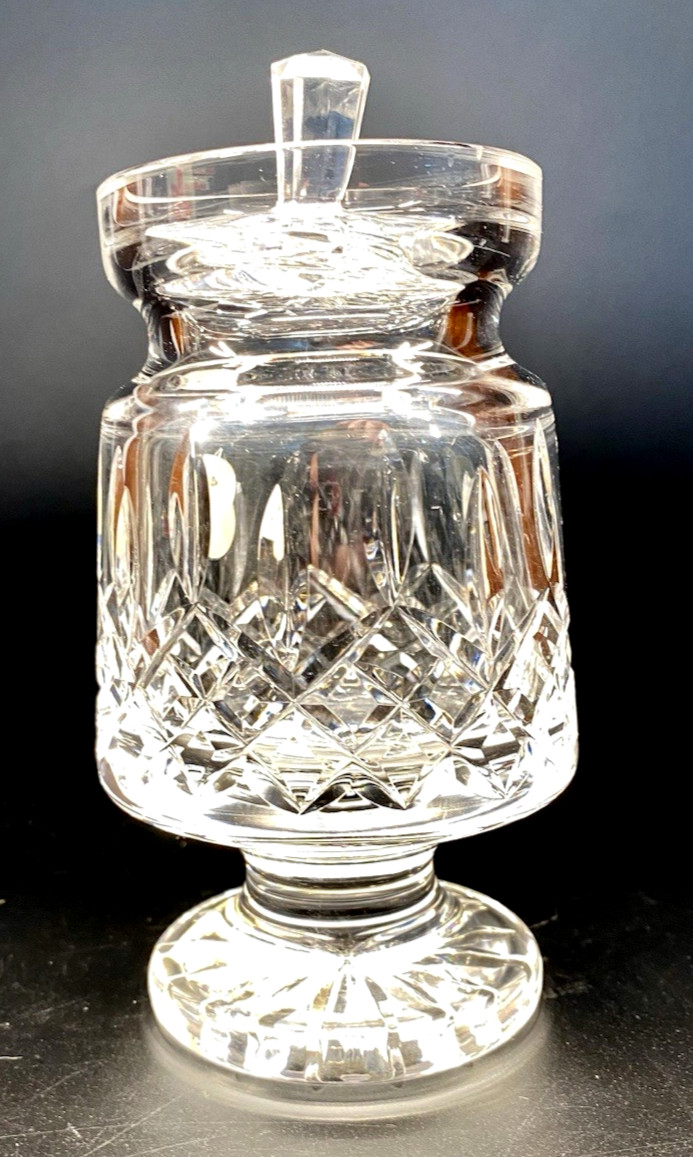 Waterford Lismore Lidded Jam Jelly Honey Mustard Footed Jar Lid Made in Ireland