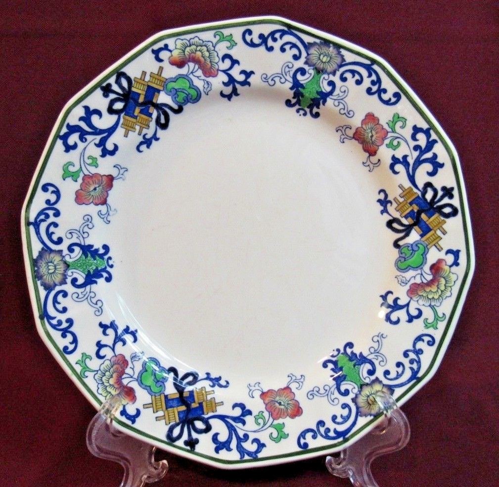Royal Doulton Burslem Nankin 6.5″ Side Plate Green Trim Older 1879 -1902