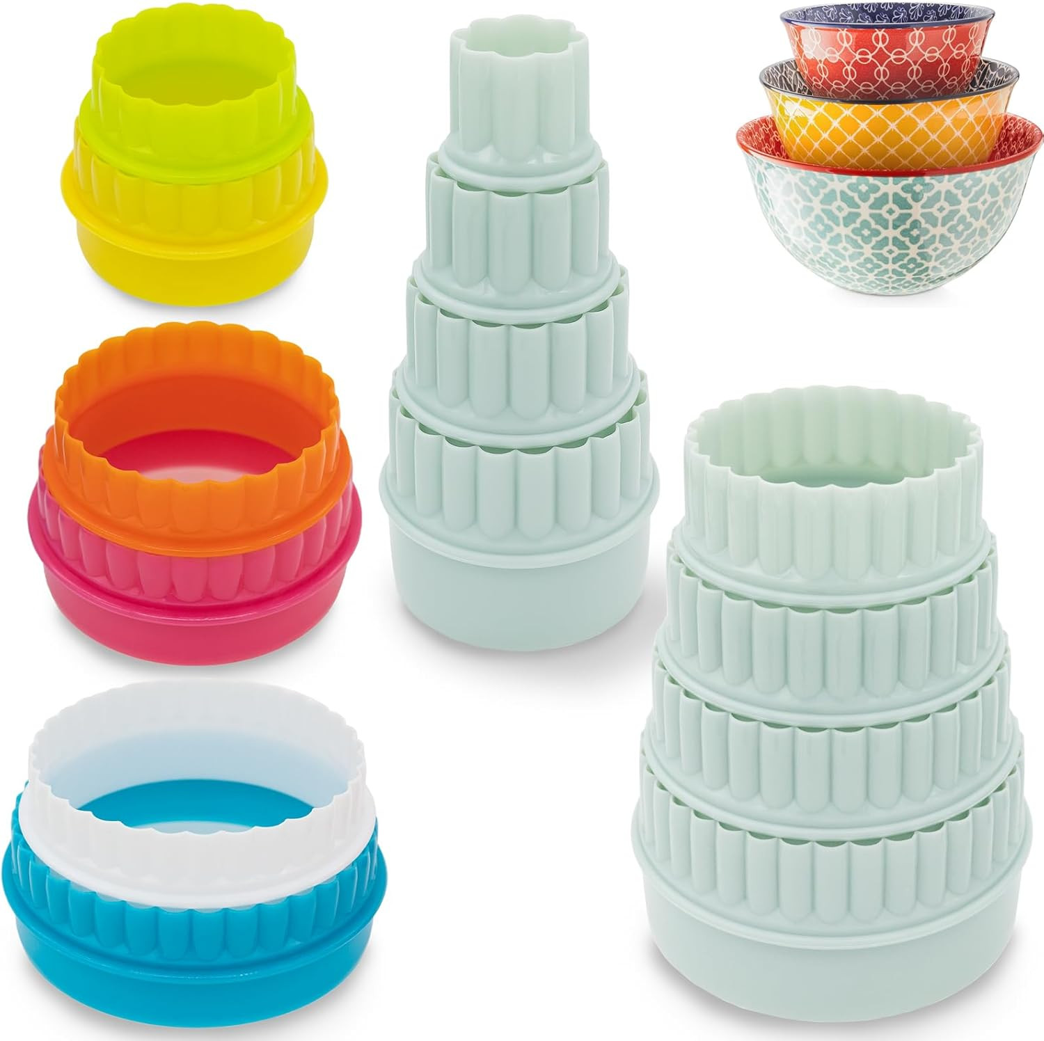 14 Pieces Display Stands for Pyrex round Bowls, Bowl Display Stands for Pyrex Bo