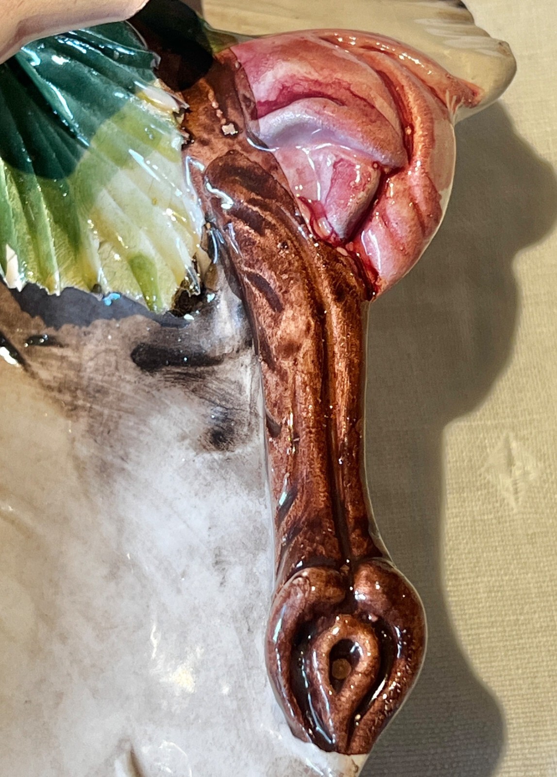 Capodimonte Floral & Leaf Porcelain Dish 10.75″ X 9″ X 3″ Hand Made Italy