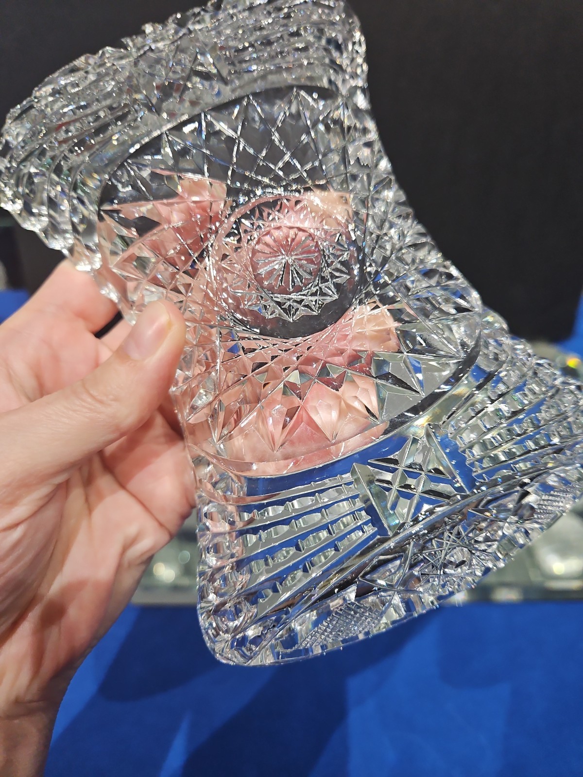unusual Bonbon Bowl American Brilliant period Cut Glass Crystal Bow tie shape
