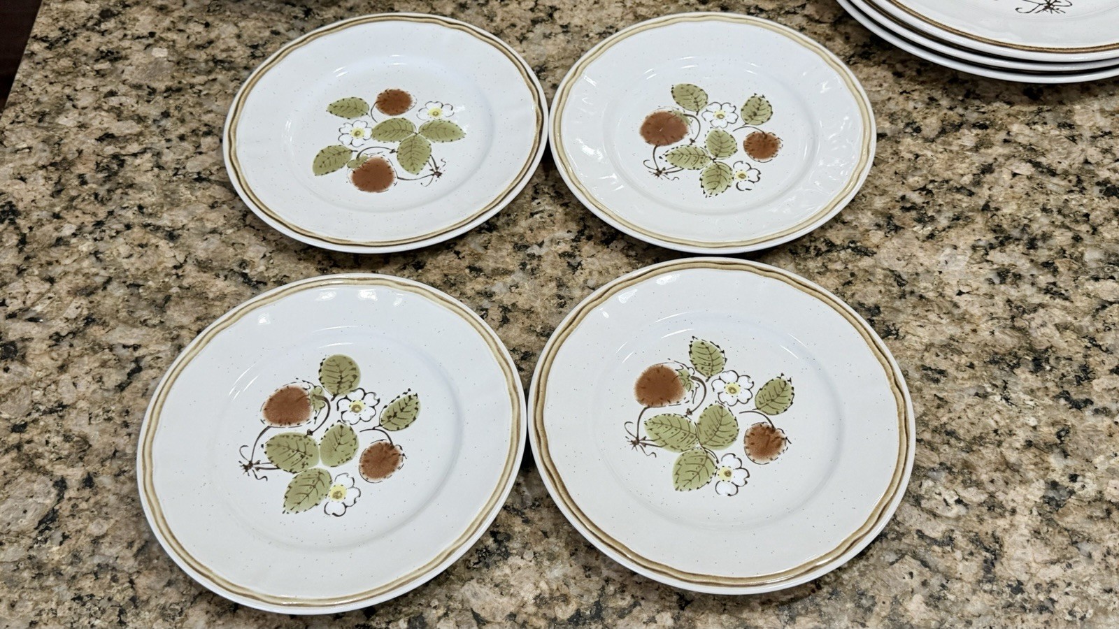 12pc Americana Hearthside Stoneware Berries Cream Dinner Set Plates & Bowls VTG