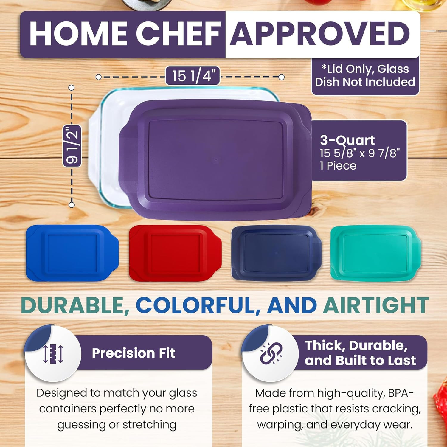 Replacement Lid Fits Pyrex 9X13 233 Glass Casserole Baking Dish Container with T