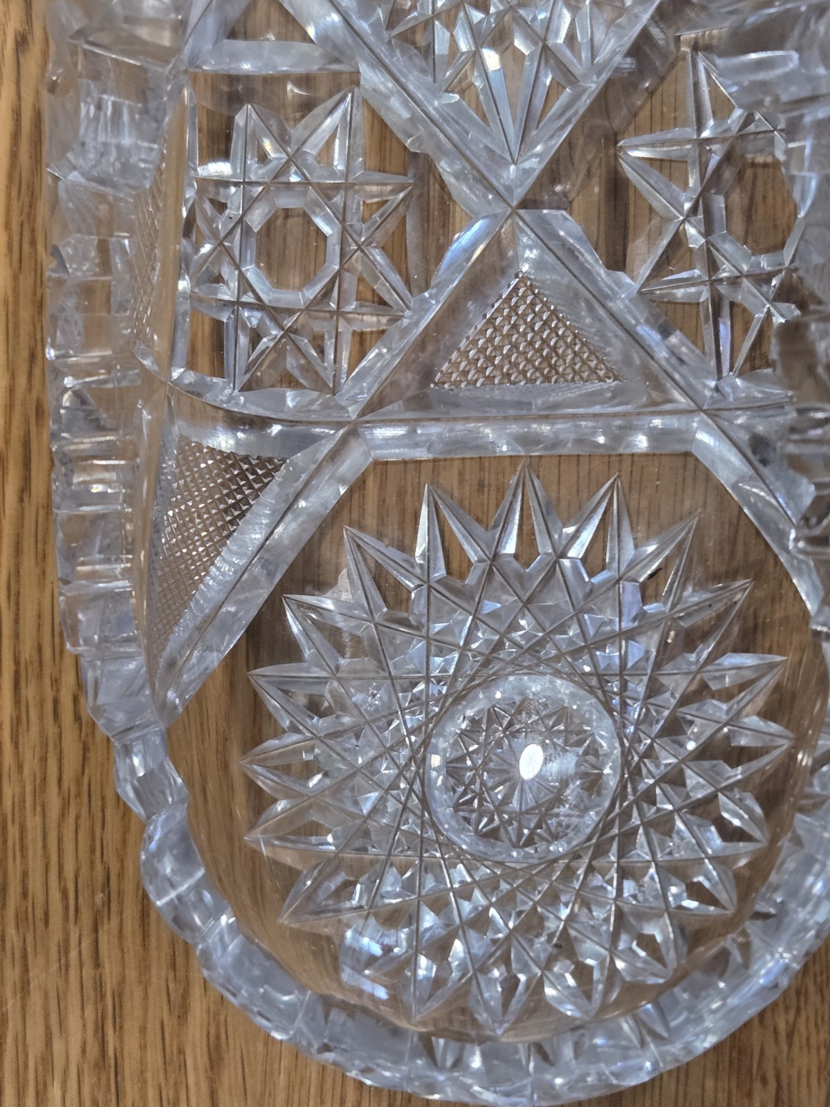 True American Brilliant Period Crystal. Beautiful Cut Glass Celery Dish.