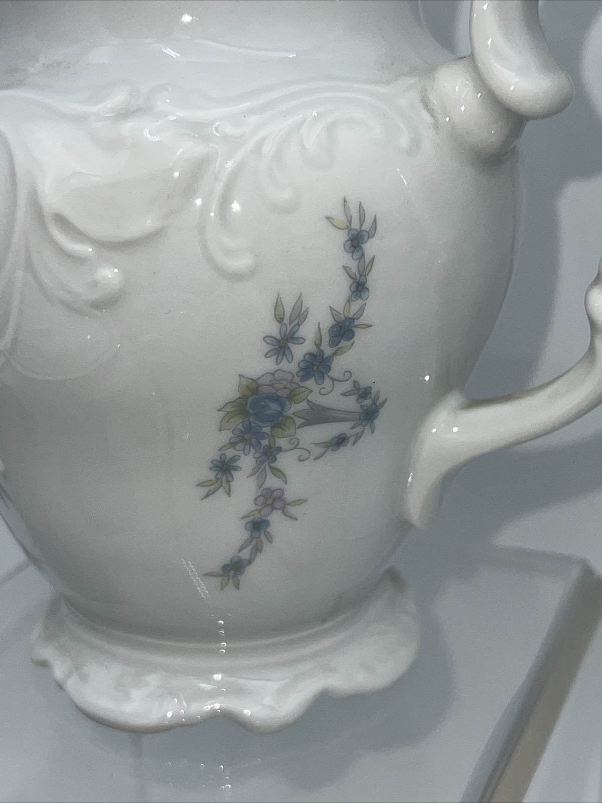 15 pc Vtg Wawel China Set made in Poland Purple Floral Cup Saucers Cream Sugar