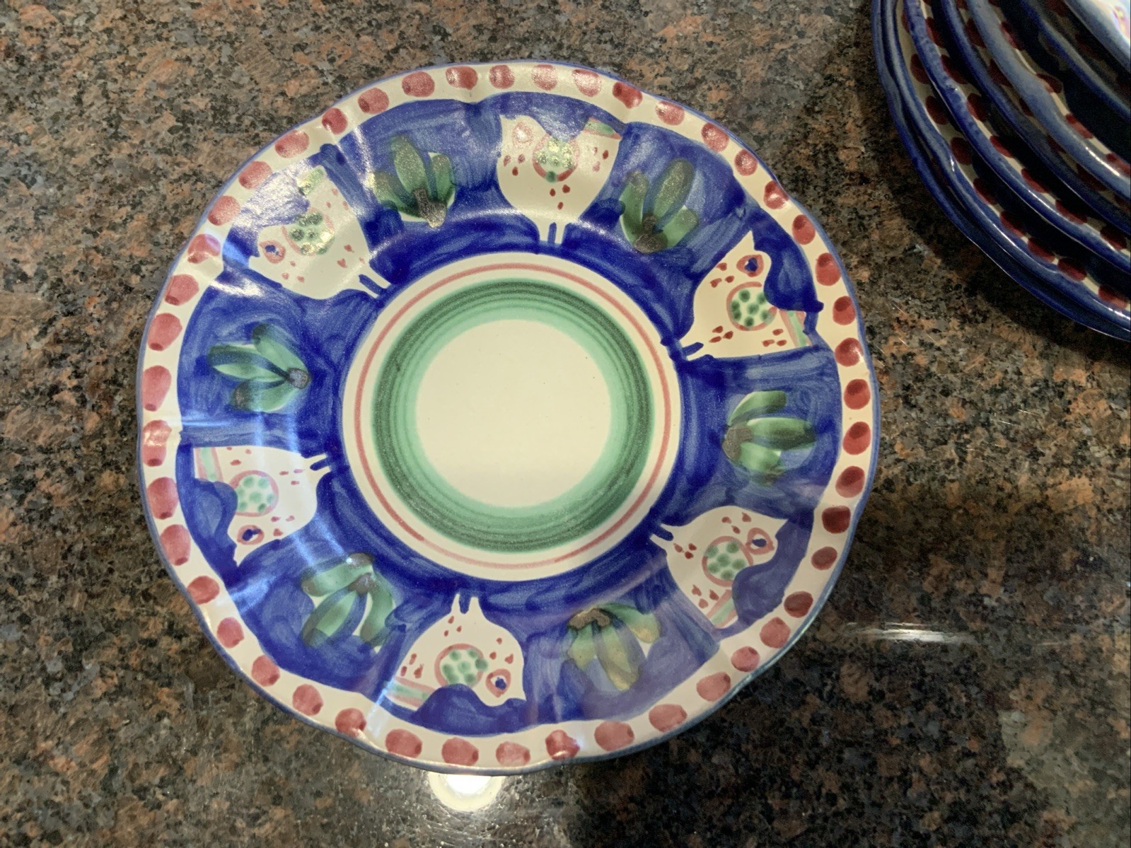 One Campagna Vietri Solimene 8″ Salad Plate Chicken Blue Multiple Available