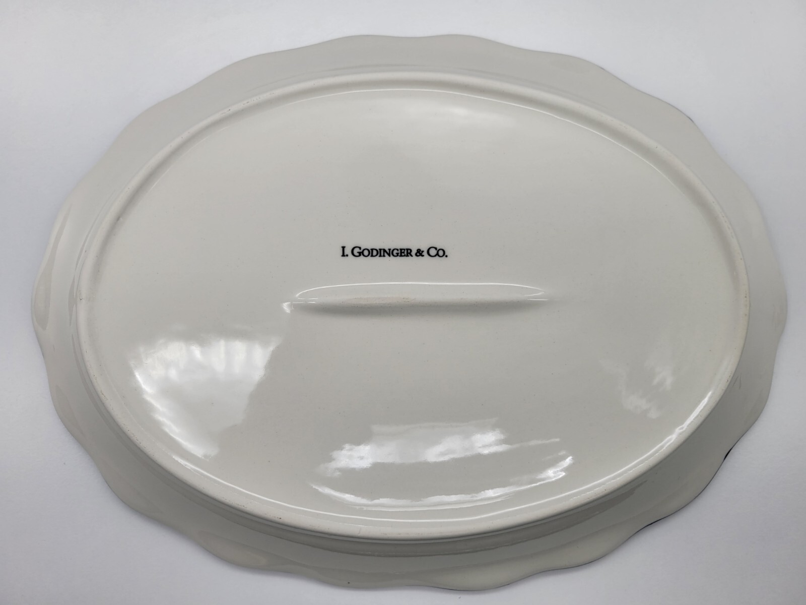 I. Godinger Italian Platter Scalloped Oval Cobalt Blue and Yellow 11.5″