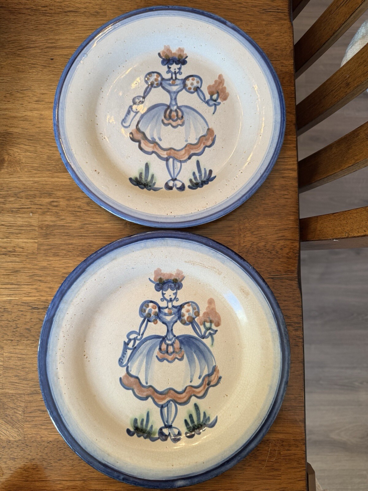 2 Vintage John B Taylor Art Pottery Milkmaid Lunch Plates 9” Louisville