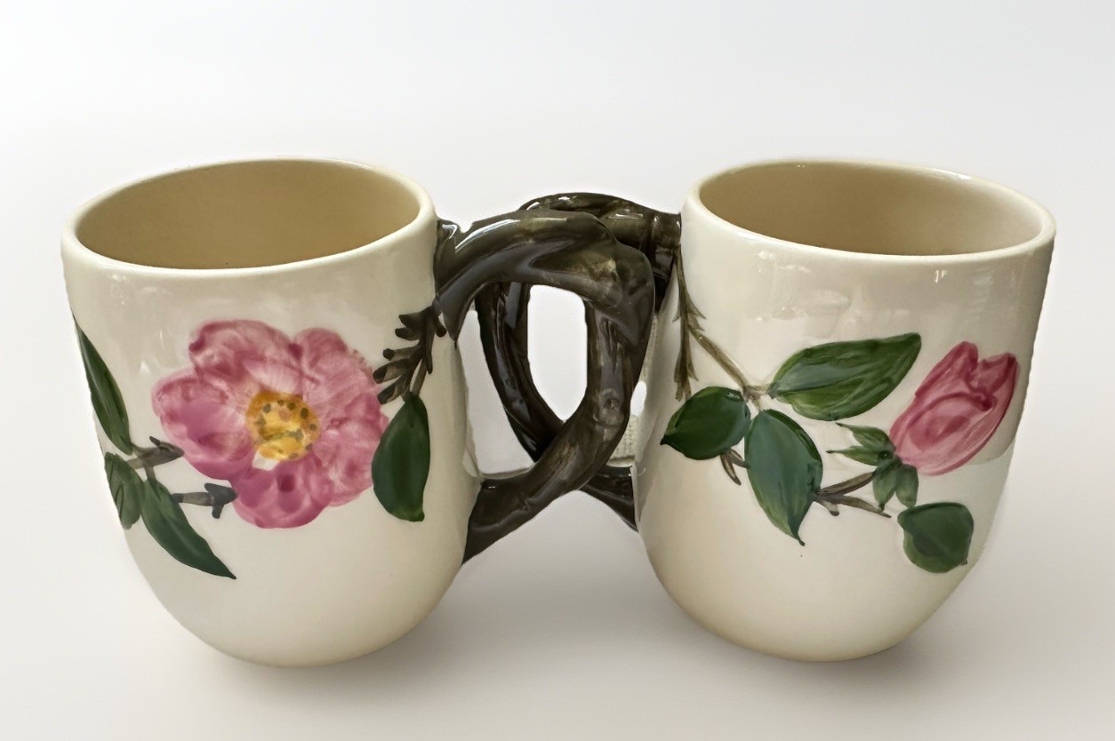 2 Franciscan Desert Rose Large Grand Mugs 4 1/2 Inches Tall Made In USA EUC VTG