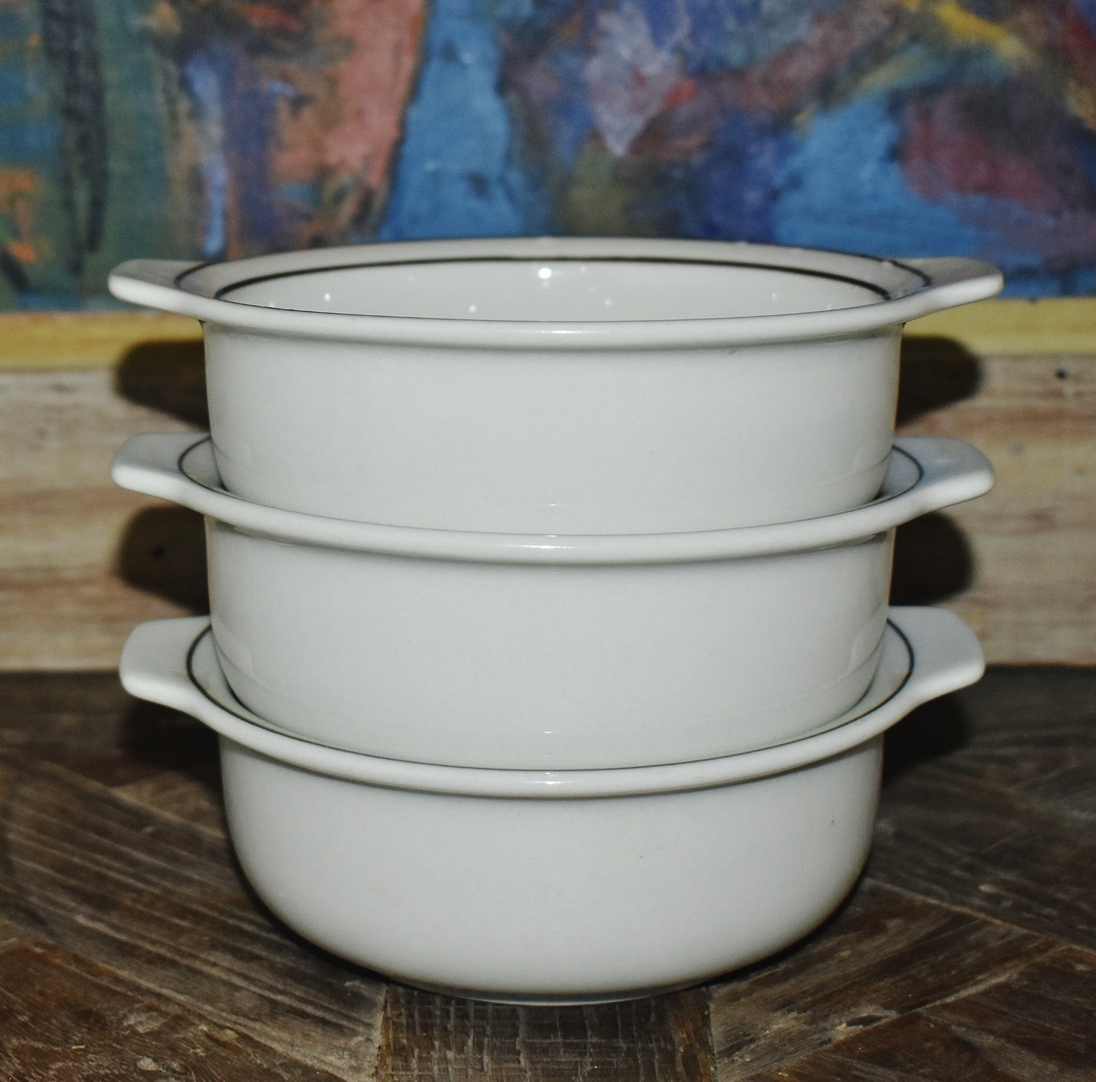 Vintage Arabia Finland Set Of 3 Lugged Cereal, Fruit , Soup Bowls