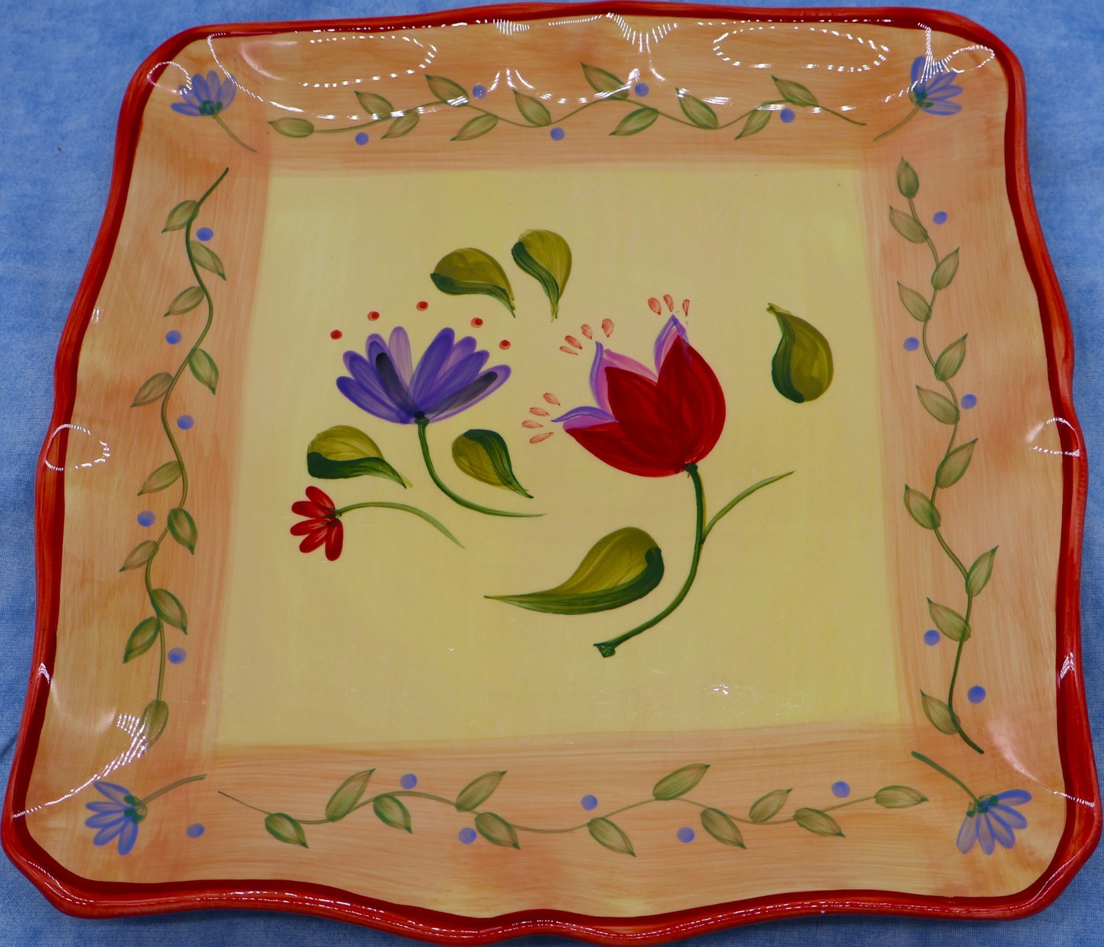 Pfaltzgraff Napoli Hand-Painted Square Serving Tray Plate— 11″ — Excellent