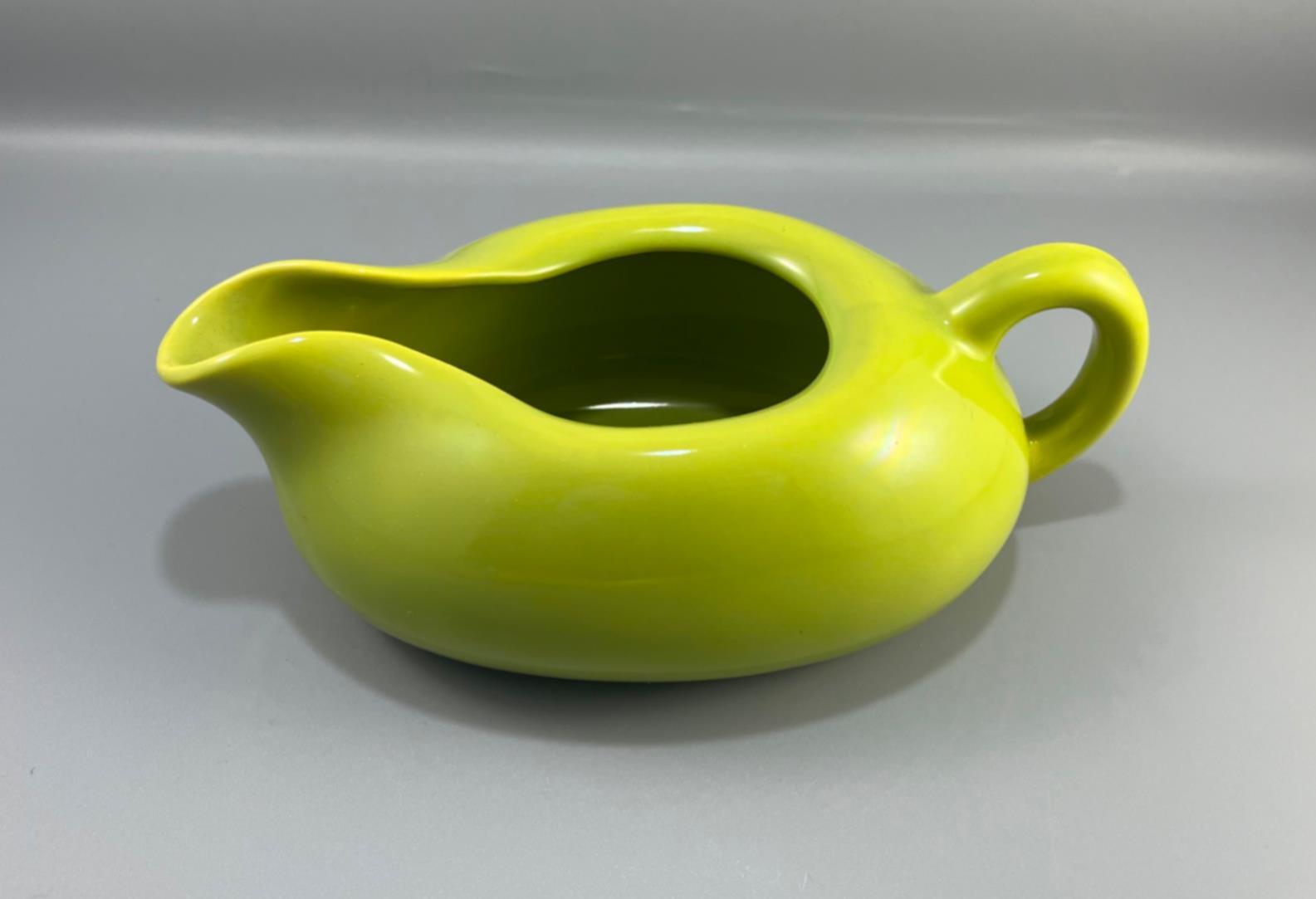 Vintage MCM HOLLYDALE POTTERY Malibu Modern Chartreuse Green Gravy Sauce Boat
