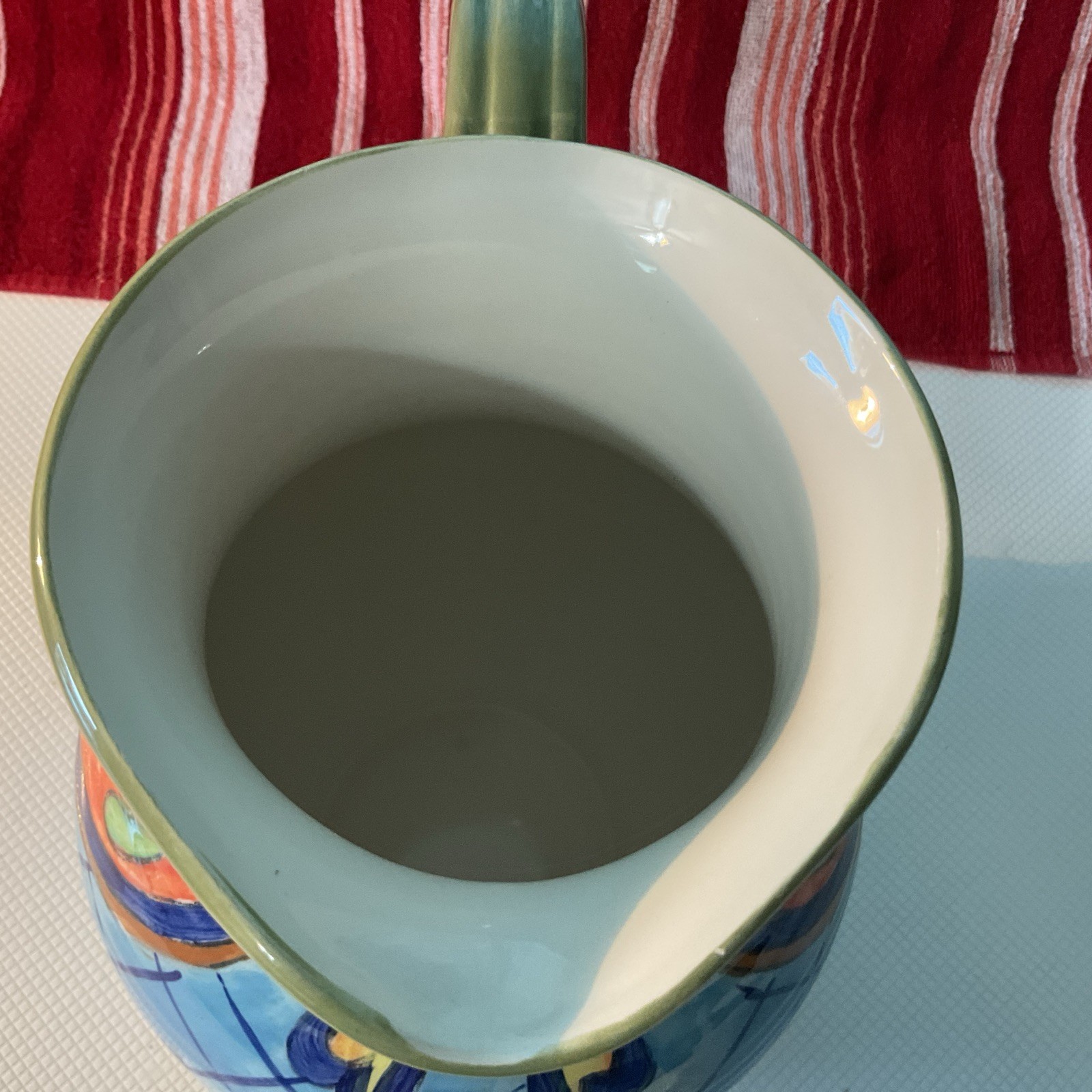 Maxcera Orange Talavera Hand Painted Pitcher 2.5 Qt Colorful Floral Stoneware