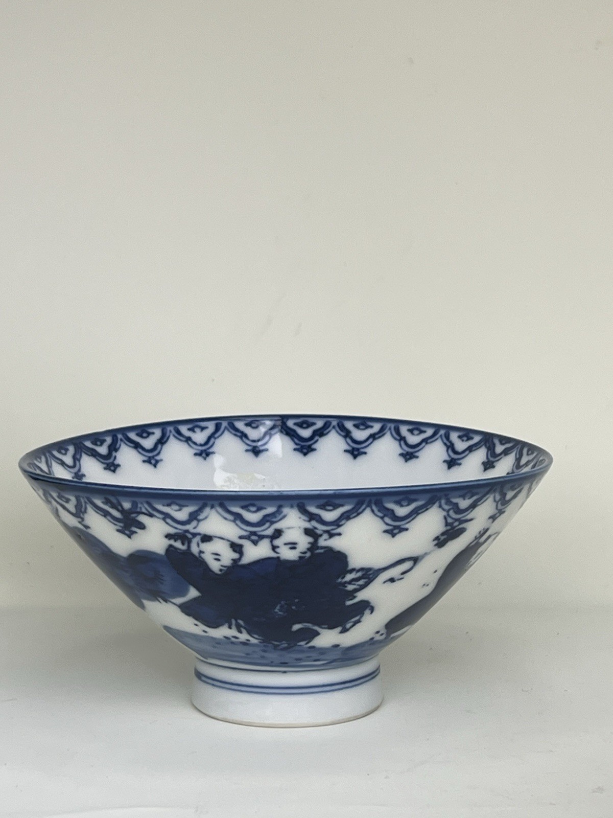 Ceramic Bowl Lot Blue White Floral & Green Lotus Mid Century Decor