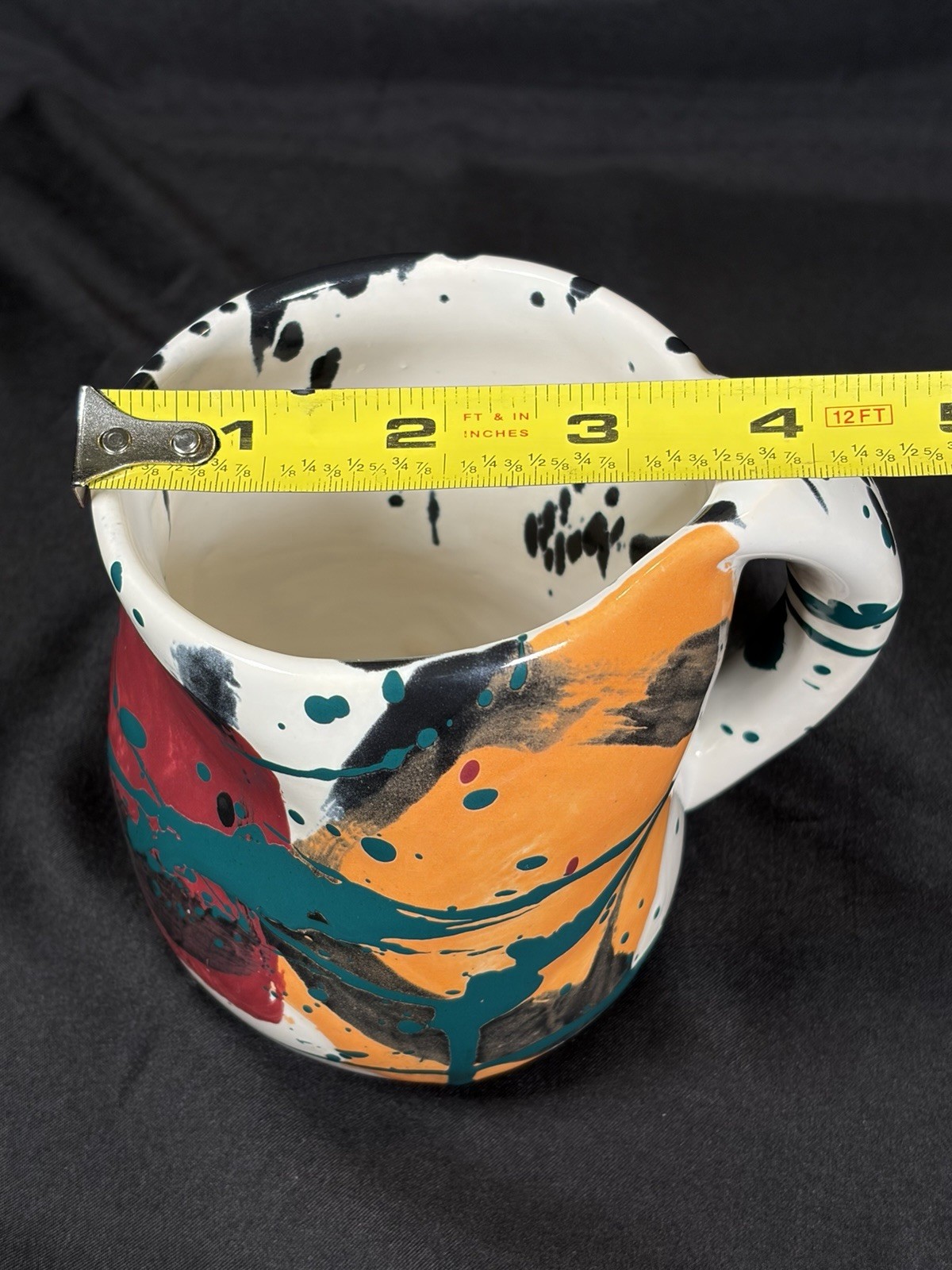 RARE CHARLES NALLE Studio Art Pottery Mug ABSTRACT Contemporary Splatter Multi