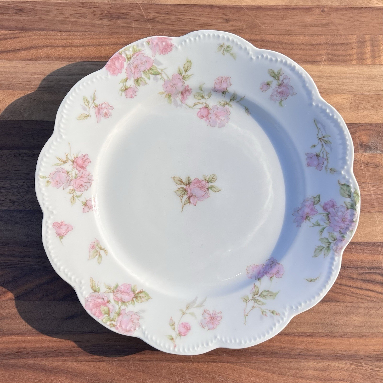 Antique Haviland Limoges Schleiger 39C Luncheon Plates Set 5 Pink Roses 8.5”